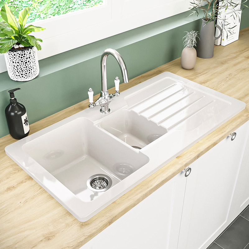 Chậu rửa bát chất liệu sứ